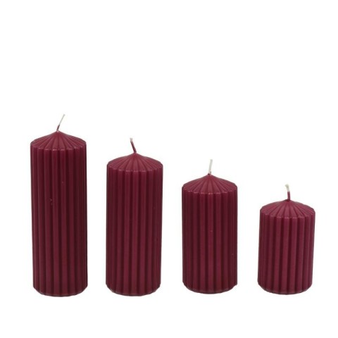 SET 4 CANDELE MOCCOLO RIGATE BORDEAUX H.14